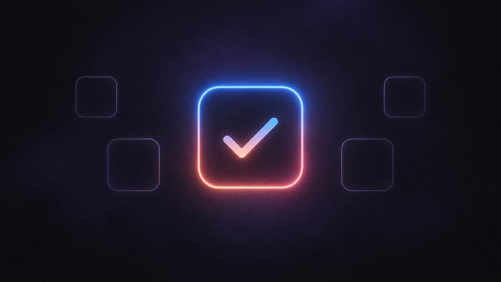 A bright central checked module surrounded by four faint empty modules on a charcoal background.