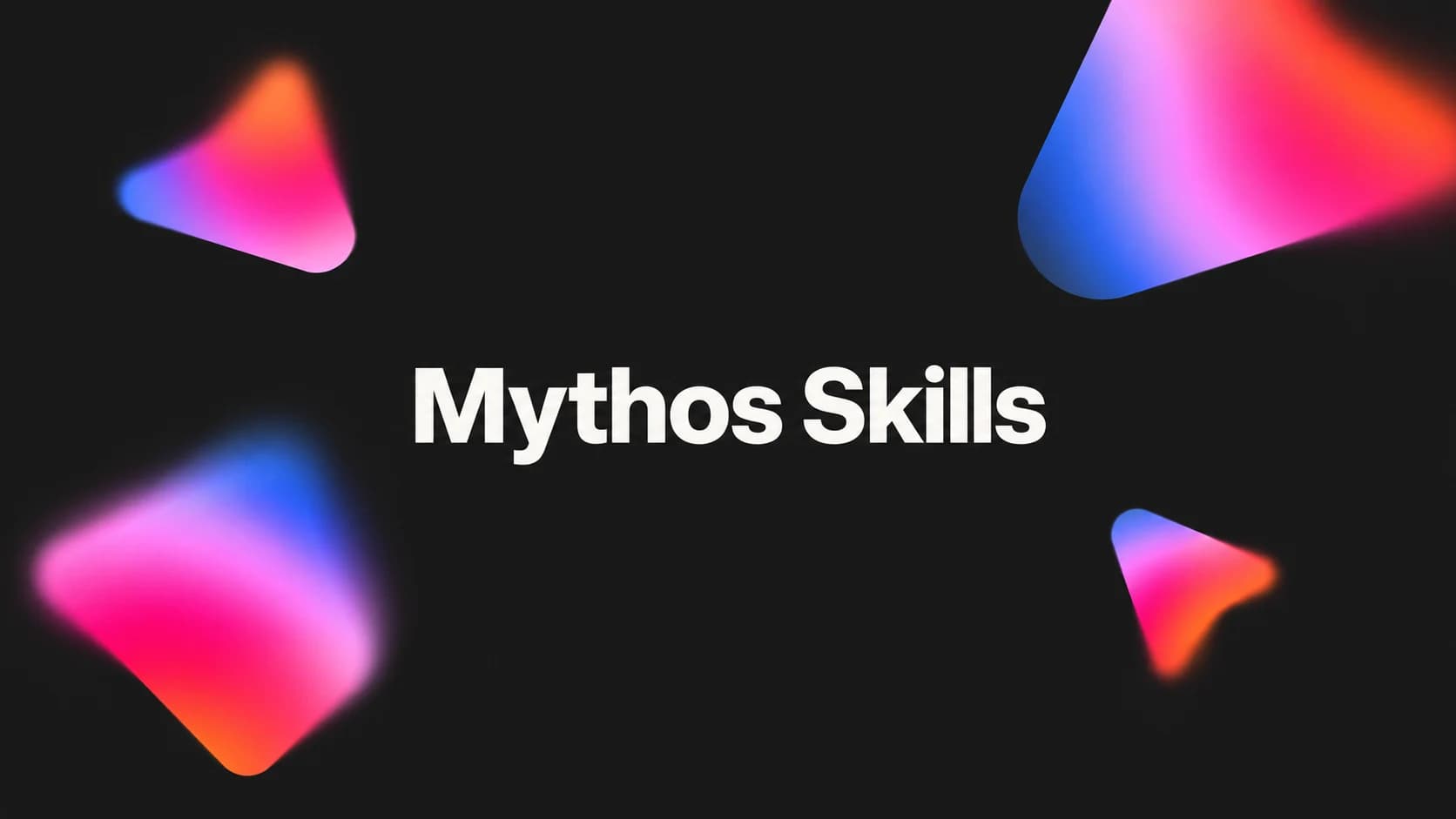 Mythos Skills lettering above four coloured abstract forms