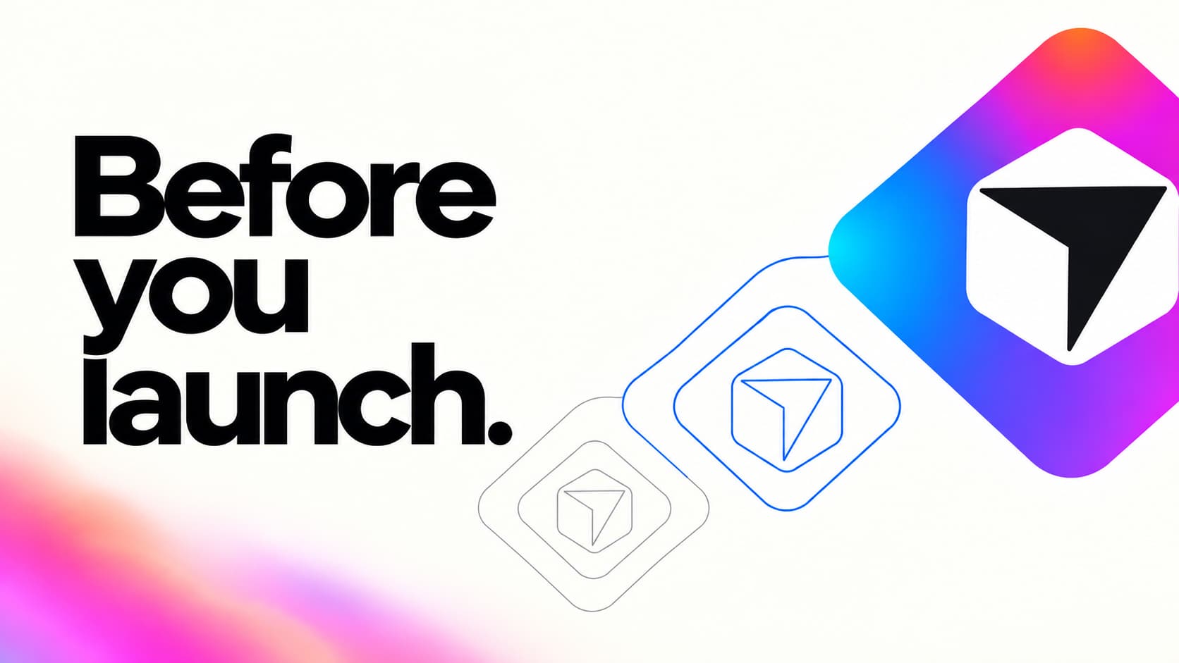 Before you launch. Outlined Mythos cursor marks develop into a finished colorful mark.